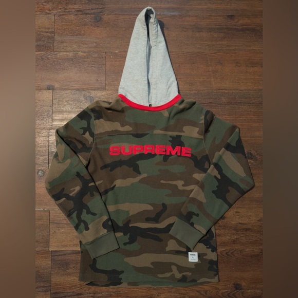 Supreme 2017 Camouflage
Waffle Ringer Hooded Sweatshirt
Men's Size L - Picture 3 of 7